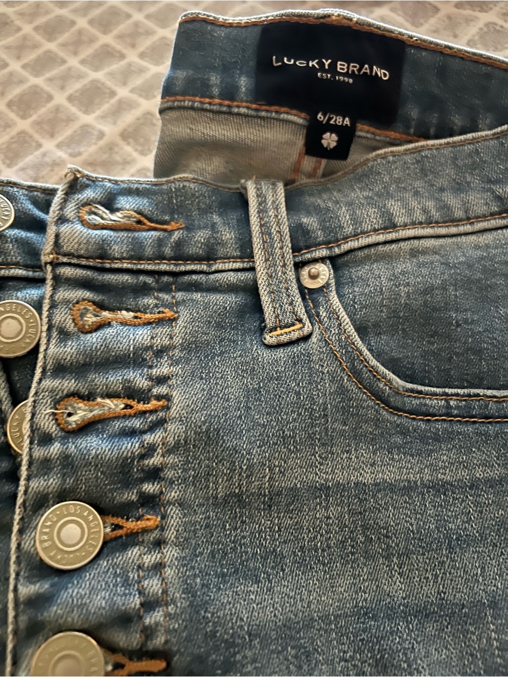 Lucky Brand Women's Medium Blue High-Rise Button-Fly Jeans